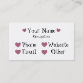 Zwarte kat en hartritmedane garens (roze) visitekaartje (Achterkant)