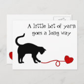 Zwarte kat en hartritmedanten (rood) briefkaart (Voorkant / Achterkant)