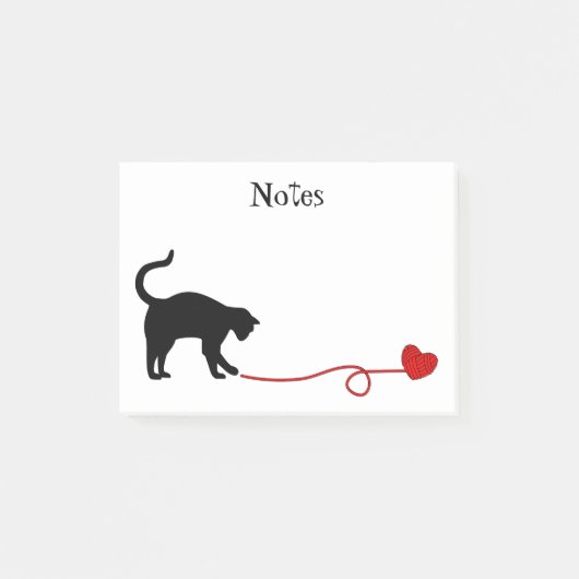 Zwarte kat en hartritmedanten (rood) post-it® notes (Voorkant)
