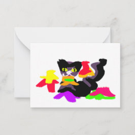 Zwarte kat en herfstplezier notitiekaartje