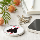 Zwarte kat en hond Besties voor altijd Sleutelhanger (Zijkant)