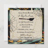 Zwarte kat en Jack-O = Lantaarn Halloween Kaart (Achterkant)