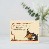 Zwarte kat en Jack-o-Lantern Briefkaart (Staand voorkant)