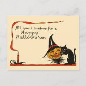 Zwarte kat en Jack-o-Lantern Briefkaart (Voorkant)