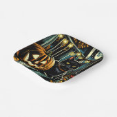 Zwarte kat en Jack-O-Lantern Halloween Papieren Bordje (Gebogen)