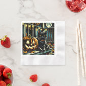 Zwarte kat en Jack-O-Lantern Halloween Servet (Insitu)