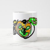 Zwarte kat en Jack O Lantern Latte Grote Koffiekop (Voorkant)