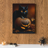 Zwarte Kat en Jack-O-Lantern Poster