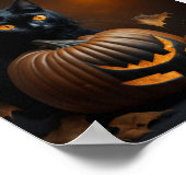 Zwarte Kat en Jack-O-Lantern Poster (Hoek)