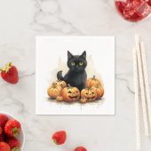 Zwarte kat en Jack-O-Lanterns Servet (Insitu)