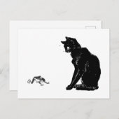 Zwarte kat en kikker, Alexandre Steinlen Briefkaart (Voorkant / Achterkant)