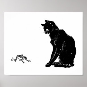 Zwarte kat en kikker, Alexandre Steinlen Poster