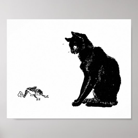 Zwarte kat en kikker, Alexandre Steinlen Poster (Voorkant)