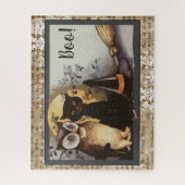  zwarte kat en kippen Halloween Legpuzzel (Verticaal)