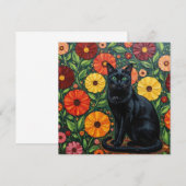 Zwarte Kat en Kleurrijke Volkskunst Bloemen (Voorkant / Achterkant)