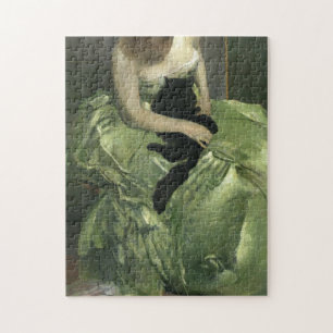  zwarte kat en Lady Puzzle Legpuzzel