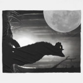 Zwarte kat en maan fleece deken (Voorkant (Horizontaal))