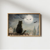 Zwarte Kat en Maan Poster