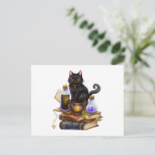 Zwarte kat en magische benodigdheden Briefkaart (Staand voorkant)