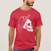Zwarte kat en menselijk skelet Punk Gothic schedel T-shirt (Voorkant)