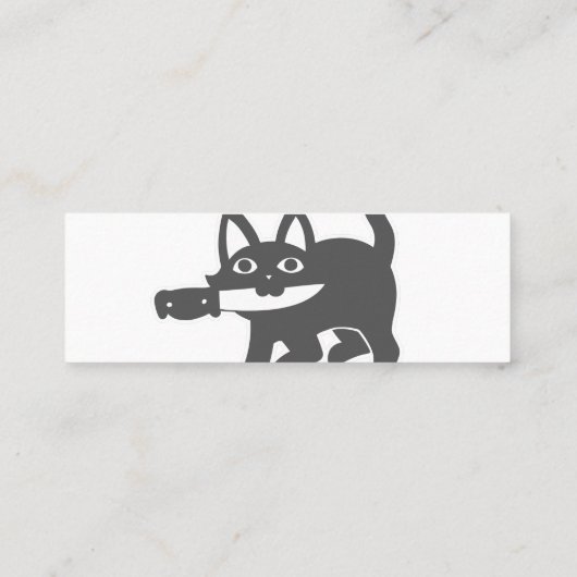 Zwarte kat en mes - Kies achtergrondkleur Mini Visitekaartje (Achterkant)