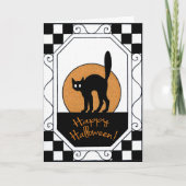  zwarte kat en Moon Halloween Kaart (Voorkant)