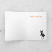 zwarte kat en Moon Halloween Kaart (Binnen)