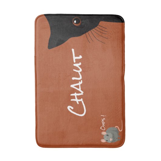 Zwarte kat en muis badmat (Voorkant Verticaal)