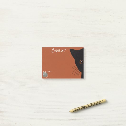 Zwarte kat en muis post-it® notes (Op bureau)