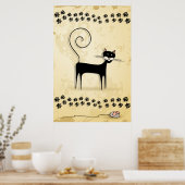 Zwarte kat en muis poster (Keuken)