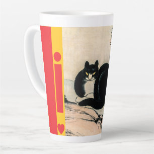 zwarte kat en narcis door Zhu Ling Latte Mok
