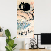  zwarte kat en narcis door Zhu Ling Poster (Thuiskantoor)