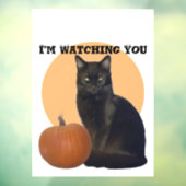 Zwarte kat en Oranje pompoen | Ik kijk naar je Raamsticker (Vel 3)