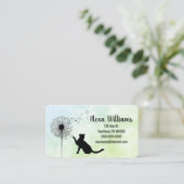 Zwarte kat en paardenbloem zaailingen visitekaartje (Staand voorkant)