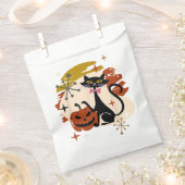 Zwarte Kat en Pompoen Atomic Retro Halloween T-Shi Bedankzakje (Geknipt)