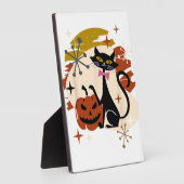 Zwarte Kat en Pompoen Atomic Retro Halloween T-Shi Fotoplaat (Zijkant)