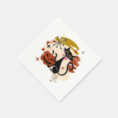 Zwarte Kat en Pompoen Atomic Retro Halloween T-Shi Servet (Hoek)