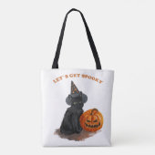 Zwarte kat en pompoen Halloween Canvas tas (Achterkant)