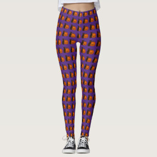 Zwarte kat en pompoen Halloween Leggings