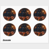 Zwarte kat en pompoen Halloween liefhebbers Ronde Sticker (Vel)