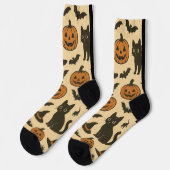 zwarte kat en pompoen Halloween Sokken (Links)