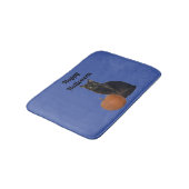 Zwarte kat en pompoen Happy Halloween Blue Badmat (Gekanteld)