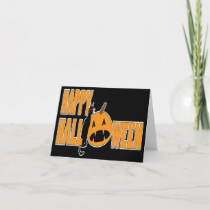 Zwarte kat en pompoen Happy Halloween Card Kaart