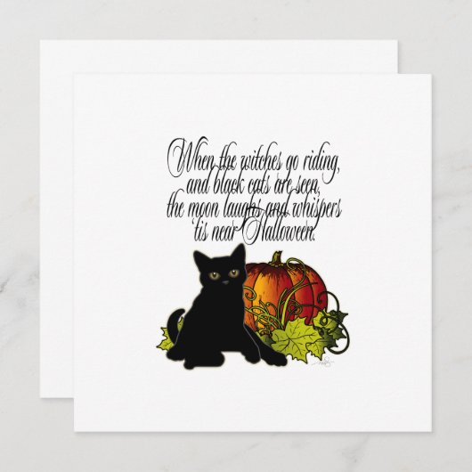 Zwarte Kat en Pompoen Kaart (Voorkant / Achterkant)