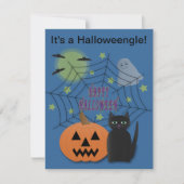 Zwarte kat en pompoen niet eng Halloween Kaart (Voorkant)