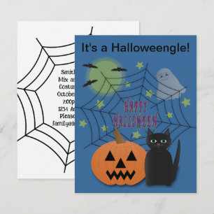 Zwarte kat en pompoen niet eng Halloween Kaart