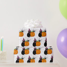 Zwarte kat en pompoen patroon ambachtelijk werk vo cadeaupapier