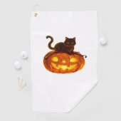 Zwarte kat en pompoen - Spooky Halloween Magic Cla Golfhanddoek (Insitu)