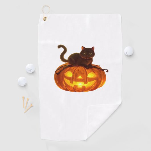 Zwarte kat en pompoen - Spooky Halloween Magic Cla Golfhanddoek (Insitu)