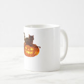 Zwarte kat en pompoen - Spooky Halloween Magic Cla Koffiemok (Voorkant rechts)